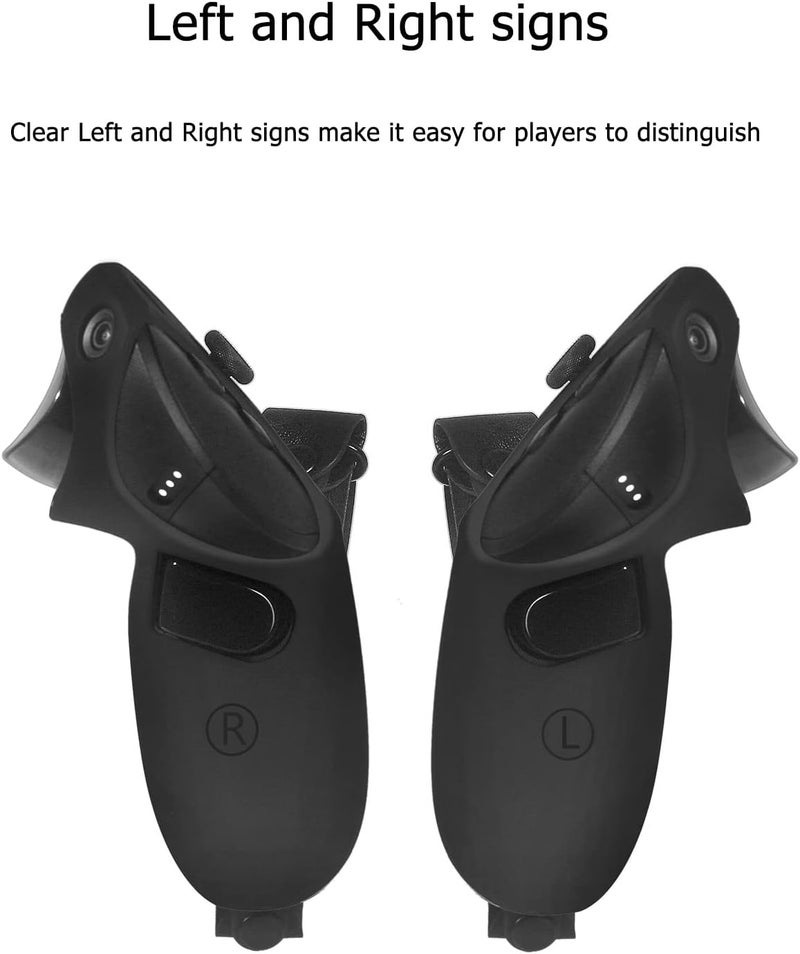 Hounyoln Silicone Grip Cover for Meta Quest Pro, Protector Cover Compatible with Meta Quest Pro Accessories Touch Controller Grips with Knuckle Straps (Black) - Image 2
